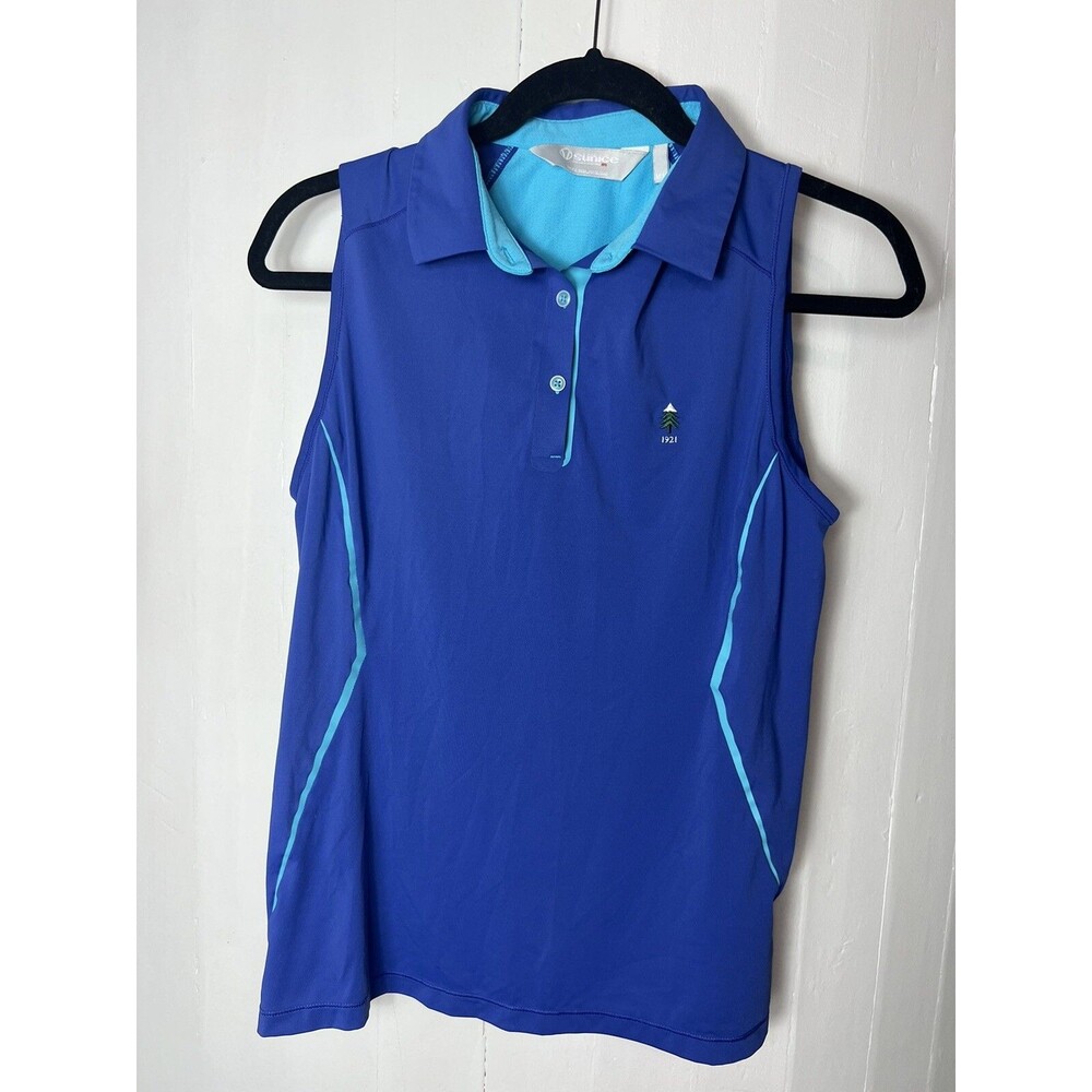 Sunice Women's Sleeveless Collared Blue Top Moisture Wicking Size Medium